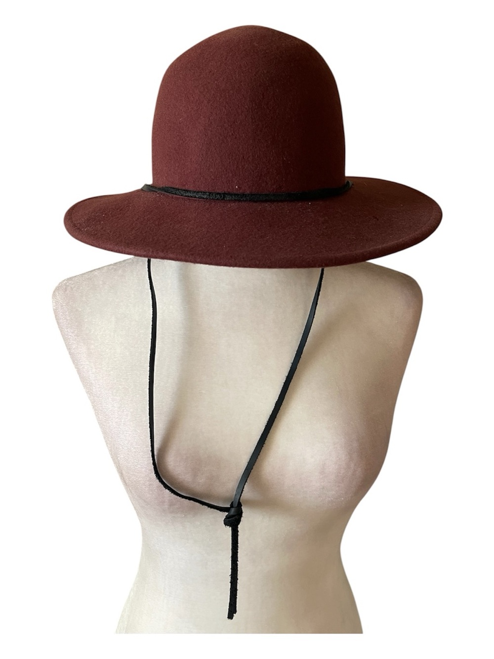 Brixton 100% Wool Wide Brim Fedora Hat - Burgundy/Maroon size small